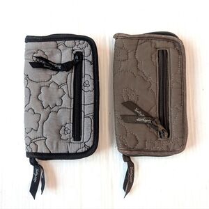 THIRTY ONE Floral Quilted Soft Fabric Wallet Lot Of 2 Wallets Gray and Brown